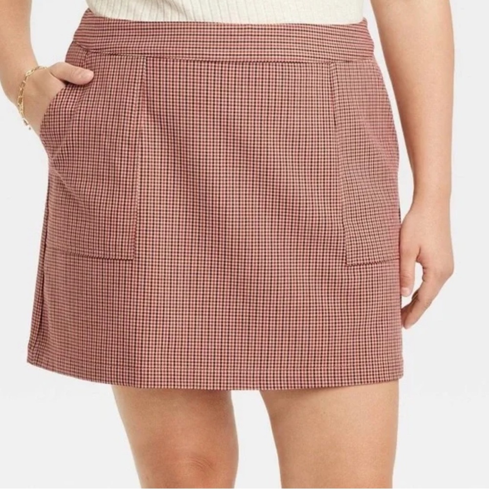 a new day Red Gingham Mini Skirt